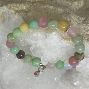 Quartz/Pastel, Yogi Stretch Collection, Beaded Stretch Bracelet - Multicolour